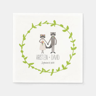 Guardanapo De Papel Casamento rústico dos guaxinins lunáticos da