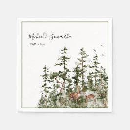 Guardanapo De Papel Casamento Rústico Floresta Montanha Aquarela