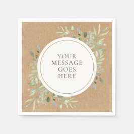 Guardanapo De Papel Casamento Rústico Kraft Boho Eucalipto Folhagem