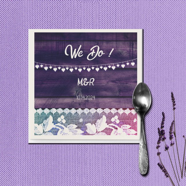 Guardanapo De Papel casamento rústico - madeira, rendas, cordas (Criador carregado)