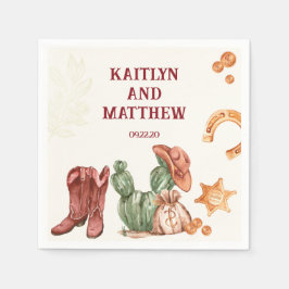 Guardanapo De Papel casamento rústico marrom-oeste elegante