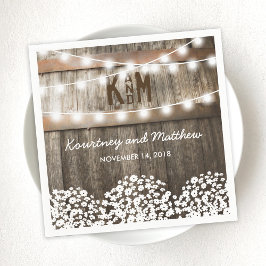 Guardanapo De Papel Casamento Rústico no Campo com Respiração de Bebê