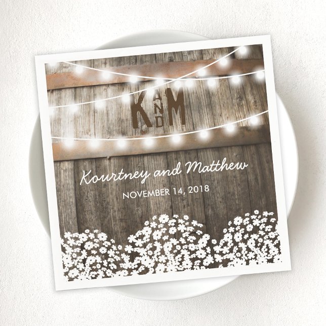 Guardanapo De Papel Casamento Rústico no Campo com Respiração de Bebê (Criador carregado)