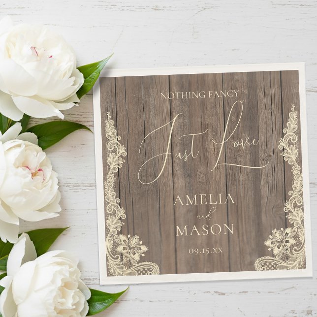 Guardanapo De Papel Casamento Rústico Sem Frescuras Só Amor (Nothing Fancy Just Love Rustic Wedding Napkins)