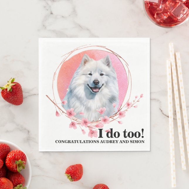 Guardanapo De Papel Casamento Samoyed Napkins Com Cães Foto (Insitu)