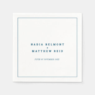 Guardanapo De Papel Casamento simples, branco-azul-marinho mínimo