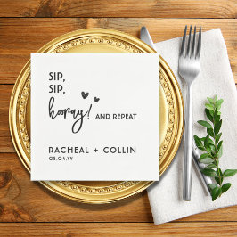 Guardanapo De Papel Casamento Simples Branco e Preto Baseado em Texto 