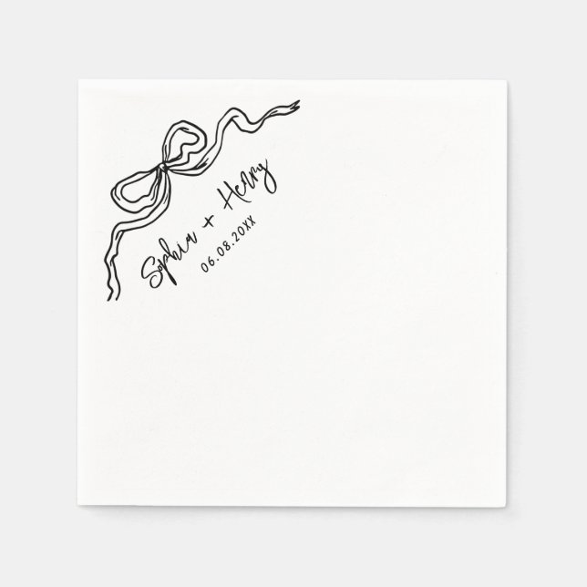 Guardanapo De Papel Casamento Simples Com Arco Desenhado À Mão (Frente)