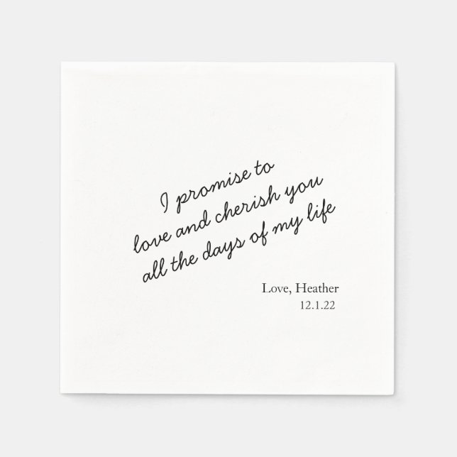 Guardanapo De Papel Casamento Simples Com Nome De Vow Personalizado Mo (Frente)