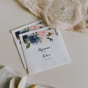 Guardanapo De Papel Casamento Simples De Caligrafia Floral Elegante
