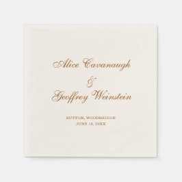 Guardanapo De Papel Casamento Simples de Cobre e de Marfim