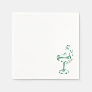 Guardanapo De Papel Casamento Simples de Cocktail Desenhado Mão