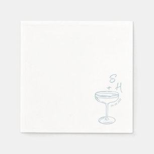 Guardanapo De Papel Casamento Simples de Cocktail Desenhado Mão