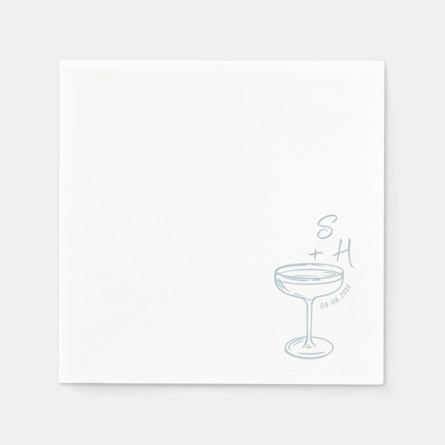 Guardanapo De Papel Casamento Simples de Cocktail Desenhado Mão (Frente)