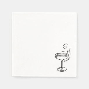Guardanapo De Papel Casamento Simples de Cocktail Desenhado Mão