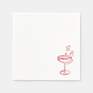 Guardanapo De Papel Casamento Simples de Cocktail Desenhado Mão