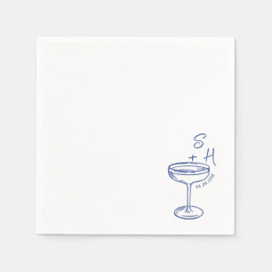 Guardanapo De Papel Casamento Simples de Cocktail Desenhado Mão