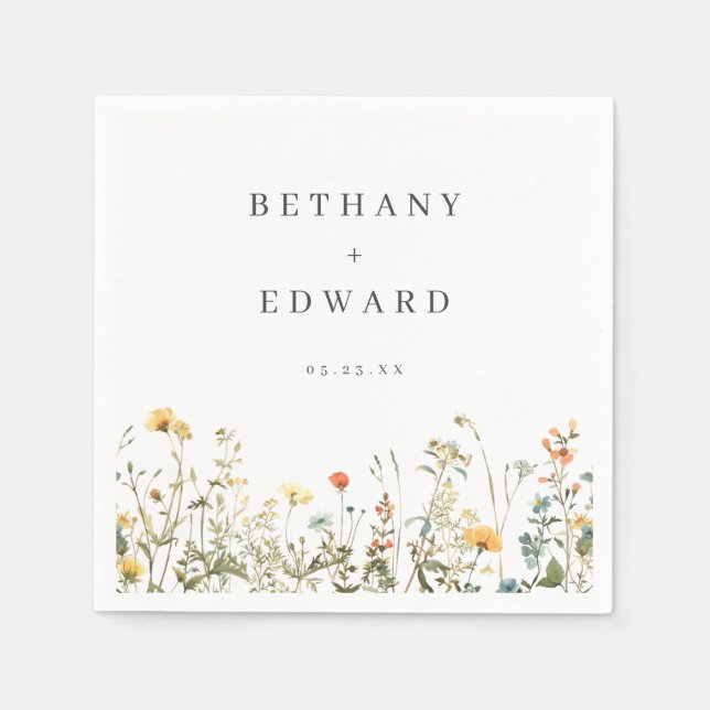 Guardanapo De Papel Casamento Simples de Flor Selvagem (Frente)