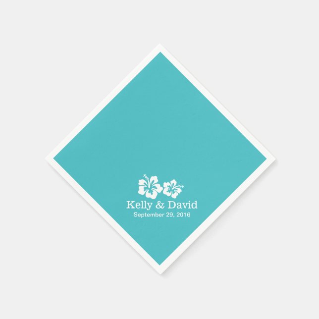 Guardanapo De Papel Casamento Simples de Flores de Hibisco Turquesa (Canto)