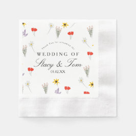 Guardanapo De Papel Casamento Simples De Flores Selvagens - Obrigado