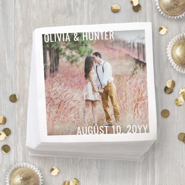 Guardanapo De Papel Casamento Simples De Fotografia Da Tipografia Mini (Criador carregado)