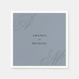 Guardanapo De Papel Casamento Simples de Monograma Azul Elegante