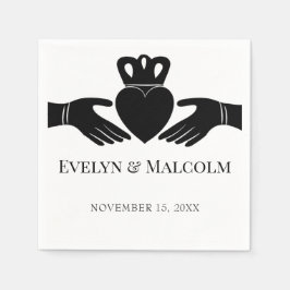 Guardanapo De Papel Casamento Simples de Preto e Branco em Anel de Cla