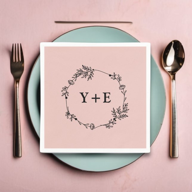 Guardanapo De Papel Casamento Simples de Rosa Dourado Monograma Elegan (Criador carregado)