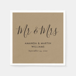 Guardanapo De Papel Casamento Simples de Script Kraft Moderno