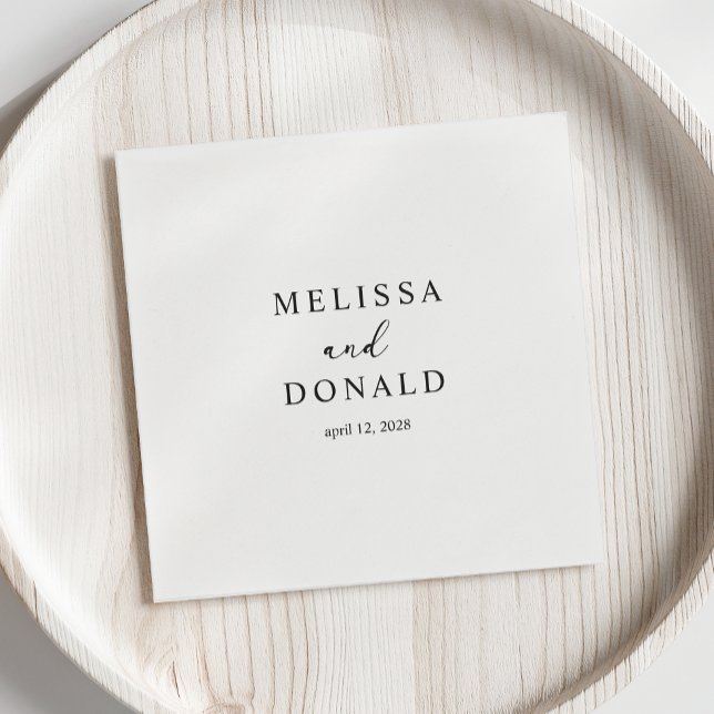 Guardanapo De Papel Casamento Simples de Script Moderno Negro (Criador carregado)