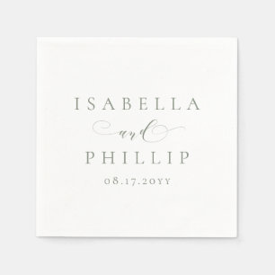 Guardanapo De Papel Casamento simples e elegante em verde sálvia perso