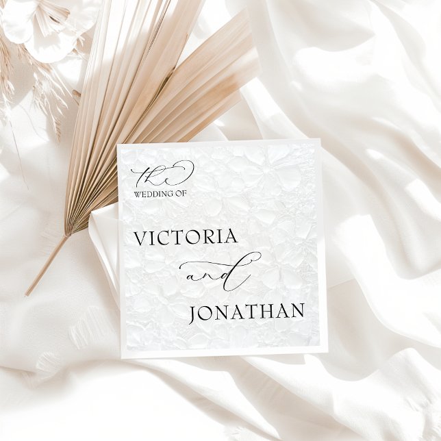Guardanapo De Papel Casamento Simples e Elegante Preto e Branco (Criador carregado)