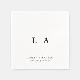 Guardanapo De Papel Casamento Simples e Minimalista do Monograma Negro
