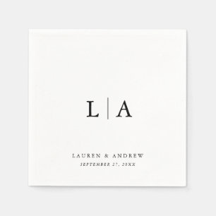 Guardanapo De Papel Casamento Simples e Minimalista do Monograma Negro