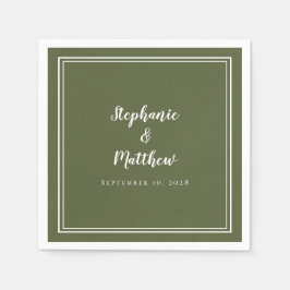 Guardanapo De Papel Casamento Simples E Moderno Verde Olivícola