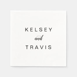 Guardanapo De Papel Casamento Simples e Negro Elegante e Branco