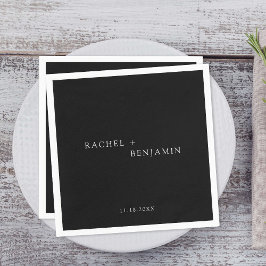 Guardanapo De Papel Casamento Simples e Simples Negro Branco Minimalis