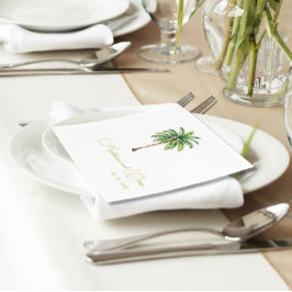 Guardanapo De Papel Casamento Simples Elegante De Aquarela De Palm Tre