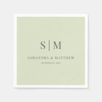 Casamento Simples Elegante De Monograma Verde Sage