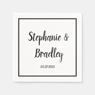 Guardanapo De Papel Casamento Simples Elegante Mínimalista de Script P