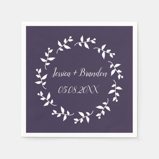 Guardanapo De Papel Casamento Simples Elegante Minimalista Roxo (Frente)