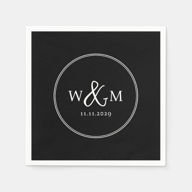 Guardanapo De Papel Casamento Simples Elegante Moderno Monograma (Frente)