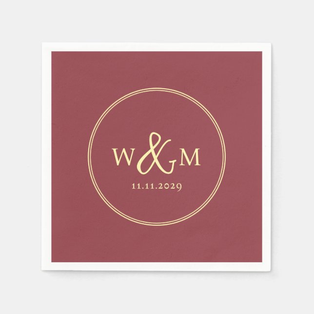 Guardanapo De Papel Casamento Simples Elegante Moderno Monograma (Frente)