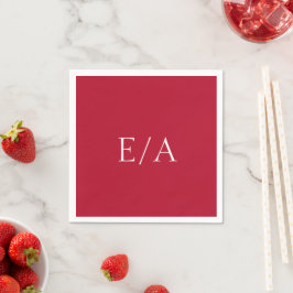 Guardanapo De Papel Casamento Simples Elegante Monograma Vermelho Míni