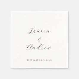 Guardanapo De Papel Casamento Simples Elegante Negro e Branco