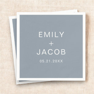 Guardanapo De Papel Casamento Simples Moderno Mínimo Dusty Blue