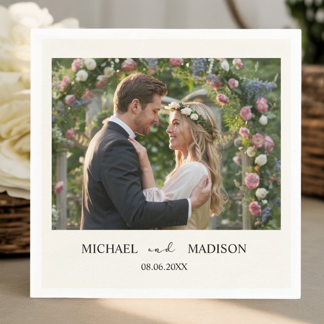 Guardanapo De Papel Casamento Simples Moderno Personalizado com Nomes  (Criador carregado)