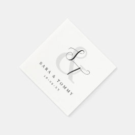 Guardanapo De Papel Casamento Simples Monogramado Moderno Elegante