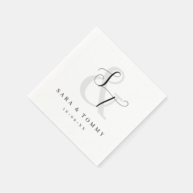 Guardanapo De Papel Casamento Simples Monogramado Moderno Elegante (Canto)