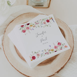 Guardanapo De Papel Casamento Simples Multicolorido de Flores Selvagem